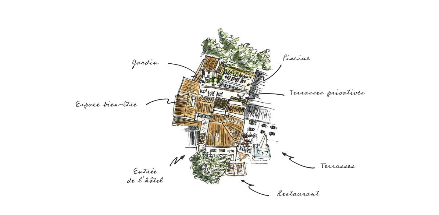 Illustration des espaces de l'hôtel Pantoufle